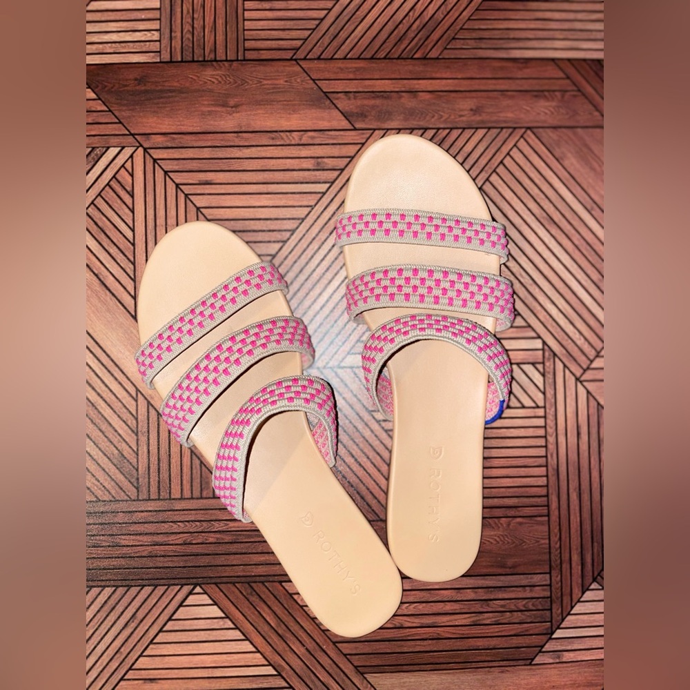 Rothy’s The Triple Band Slide Sandal Pink Size 10.5